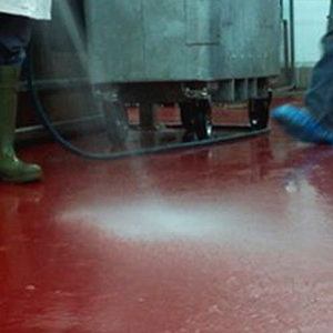 flooring in an area for processing fresh meat